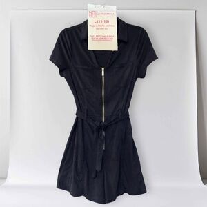 No Boundaries - Juniors Utility Romper (Stretch Faux Suede), M/L